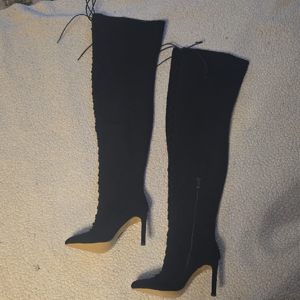 Chelsea & Zoe Black Over-the-Knee Boots